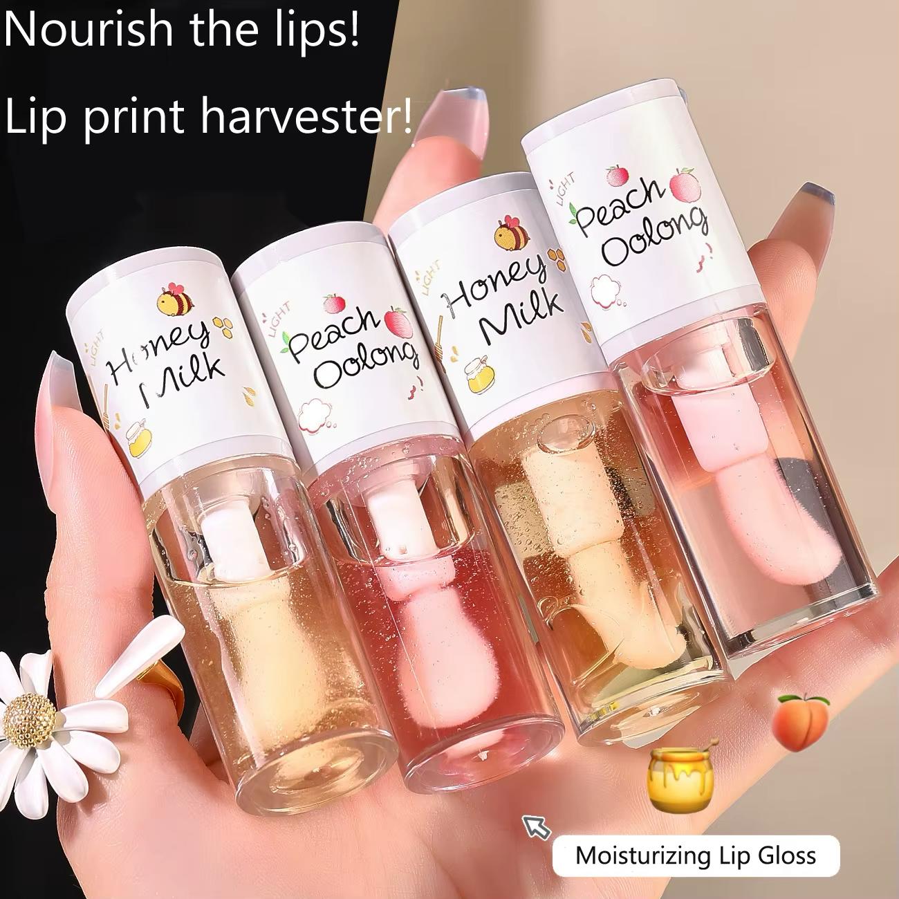 🌸✨ Peach Oolong & Honey Milk Nourishing Lip Gloss Duo – Sweet Hydration for Irresistible Lips ✨🌸